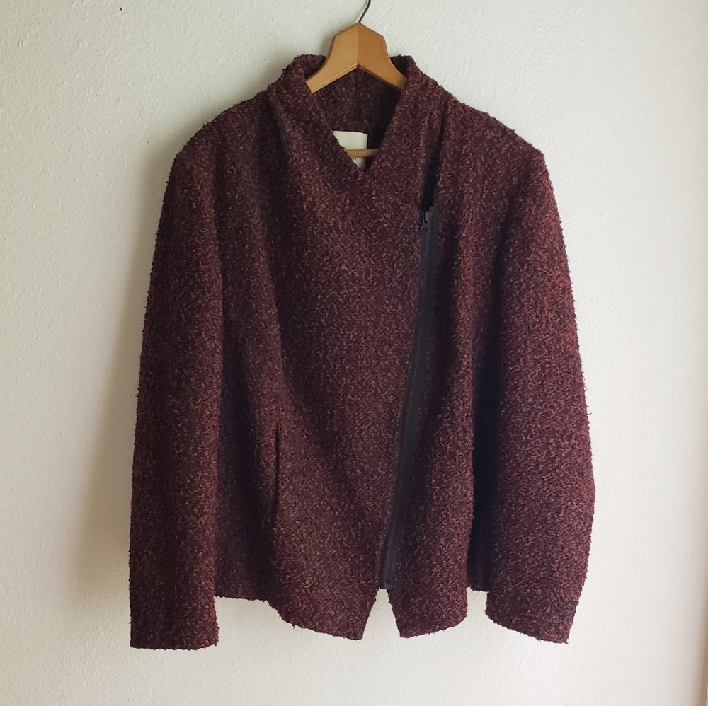 Sejour Asymmetrical Zip Wine Moto Jacket 14W Nordstrom